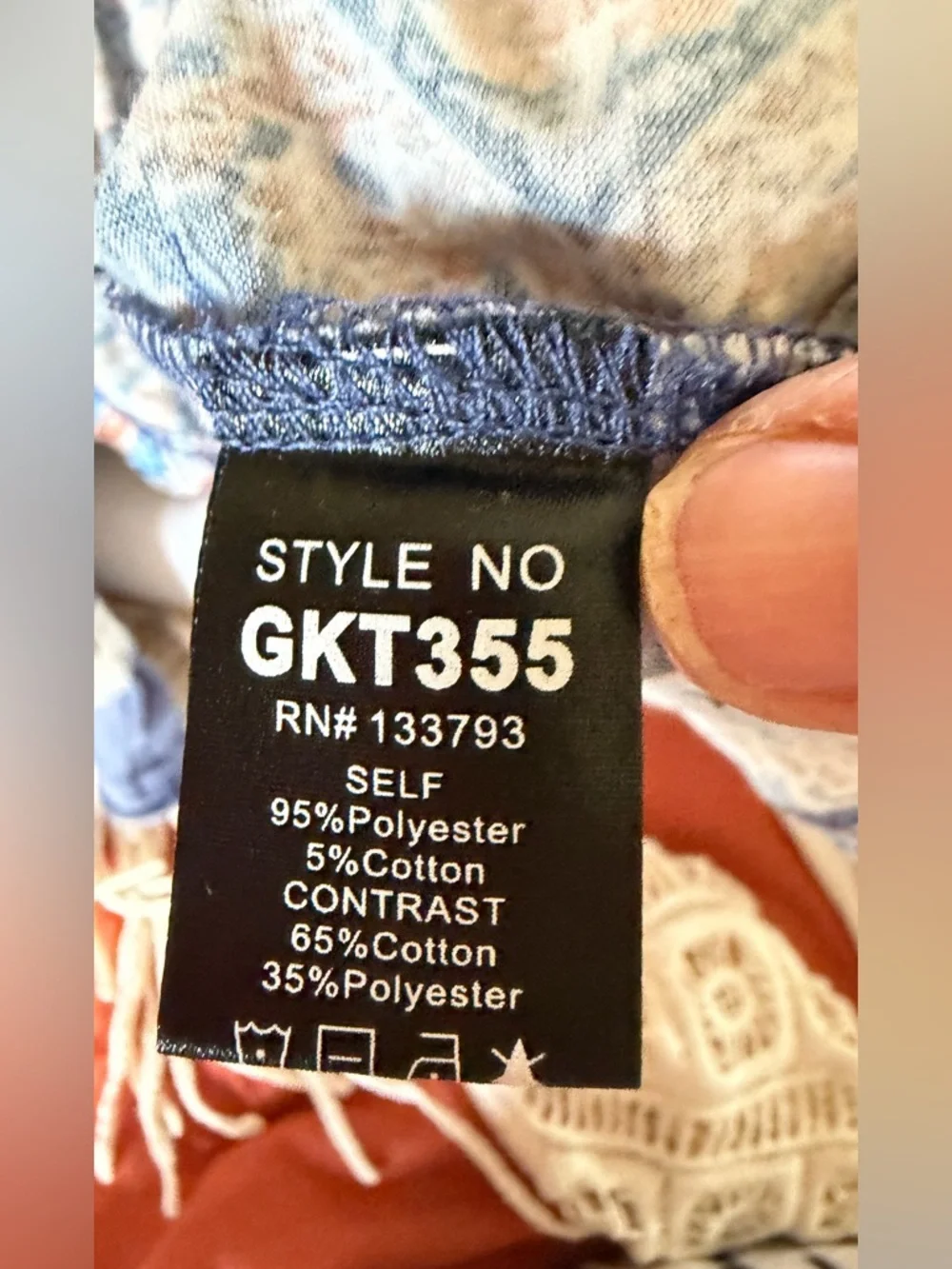 Blue paisley Patterned Boho Long Sleeve Top by POL - Picture 9 of 11